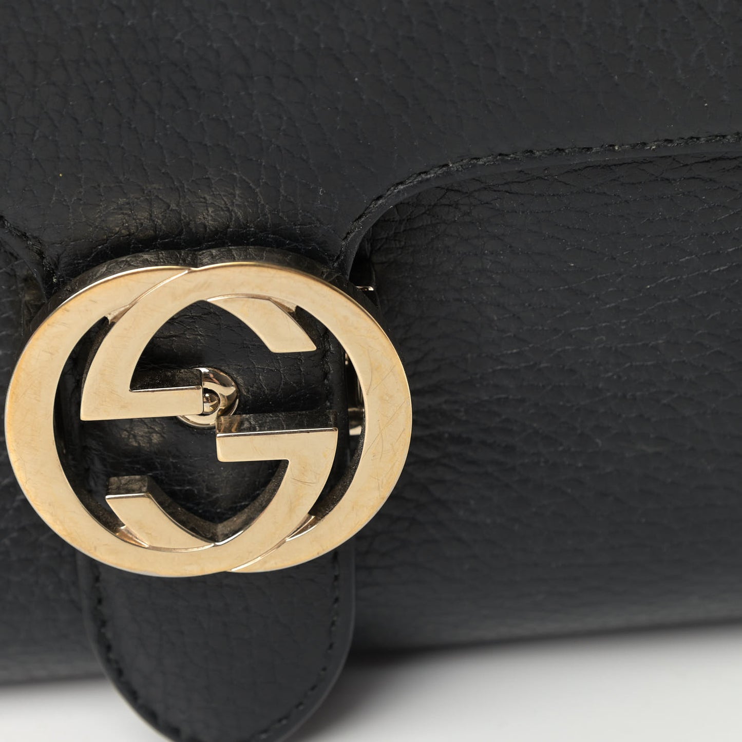 Dollar Calfskin Interlocking G Top Handle Shoulder Bag Black