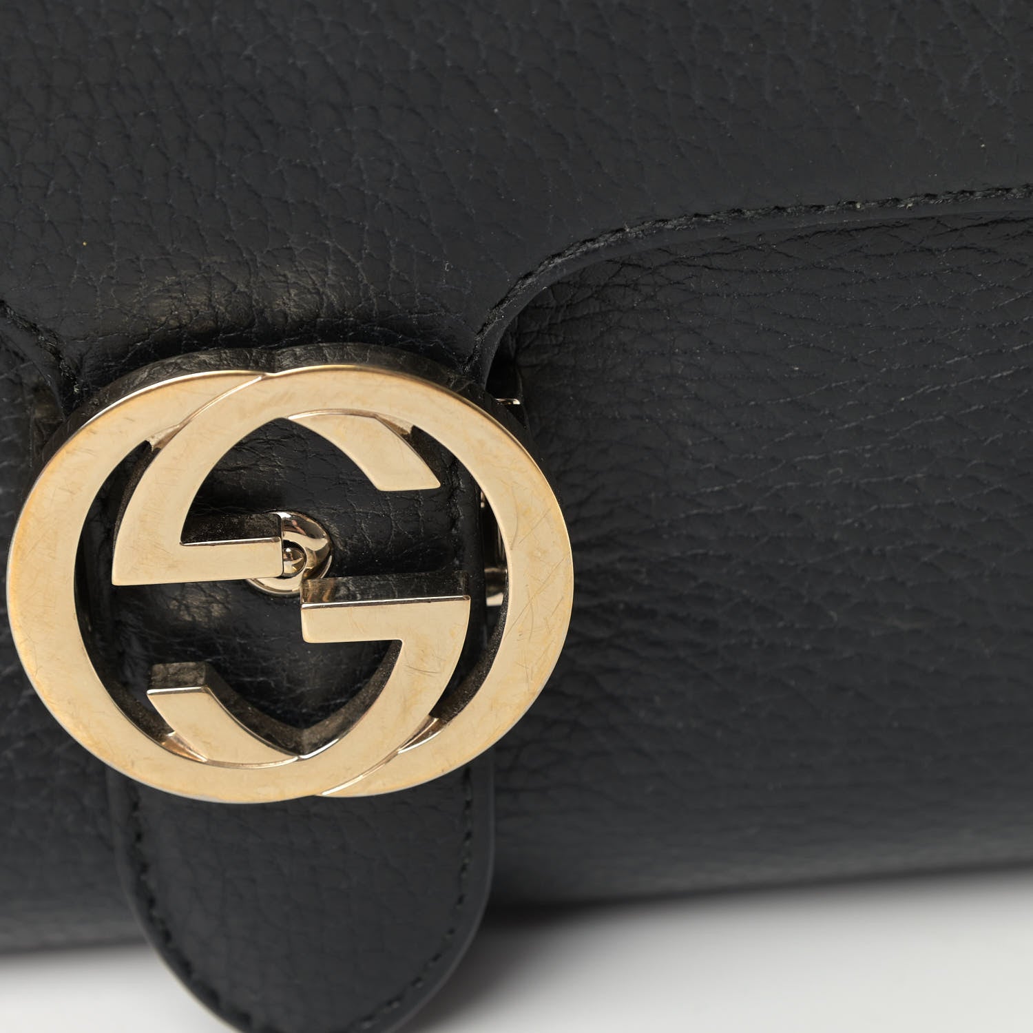 Gucci Dollar Calfskin Interlocking G Top Handle Shoulder Bag Black 7 of 7