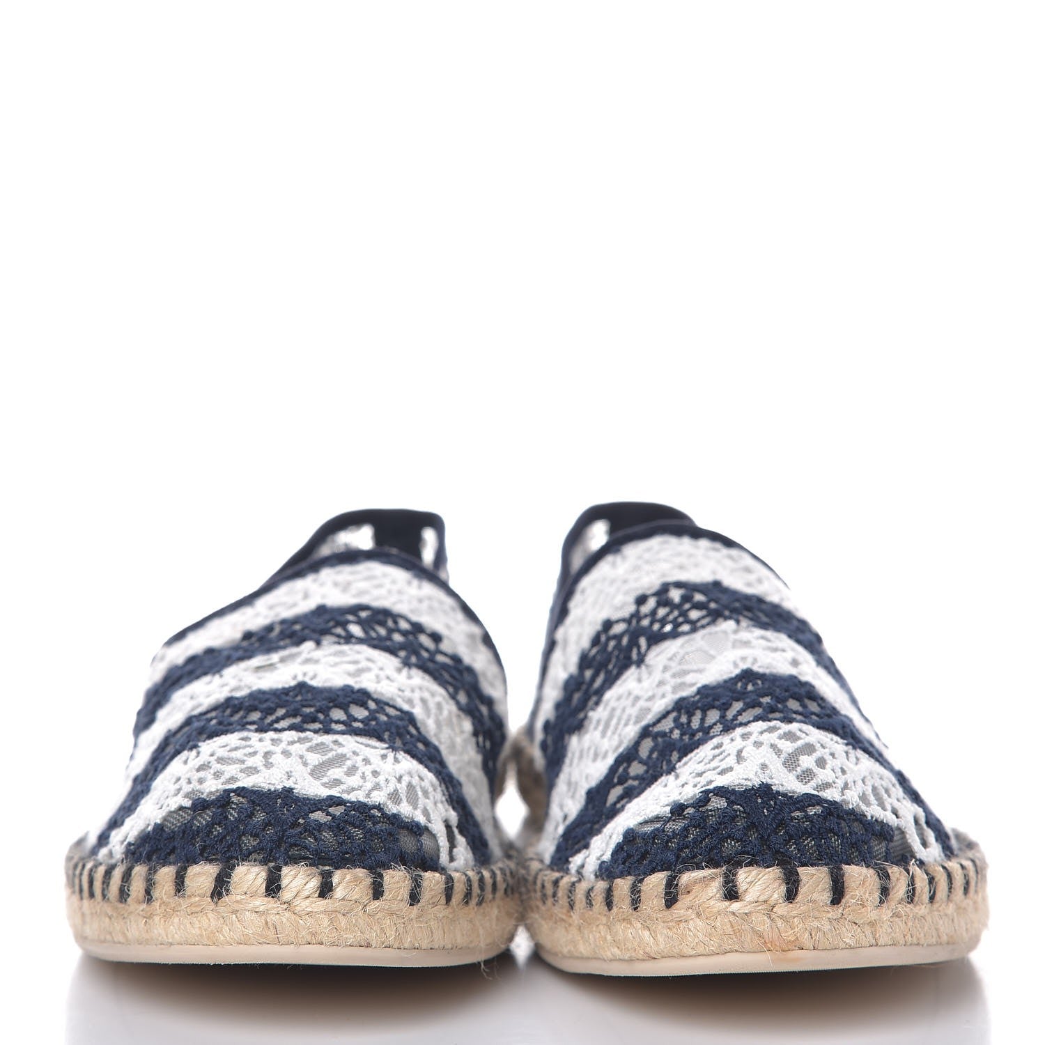 Louis Vuitton Crochet Lace Stripe Espadrille Flats 40 Navy 2 of 9