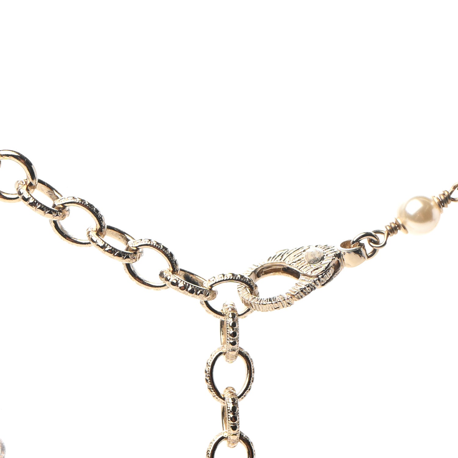 Chanel Pearl Crystal Sparkling Pearls CC Necklace Gold 5 of 6