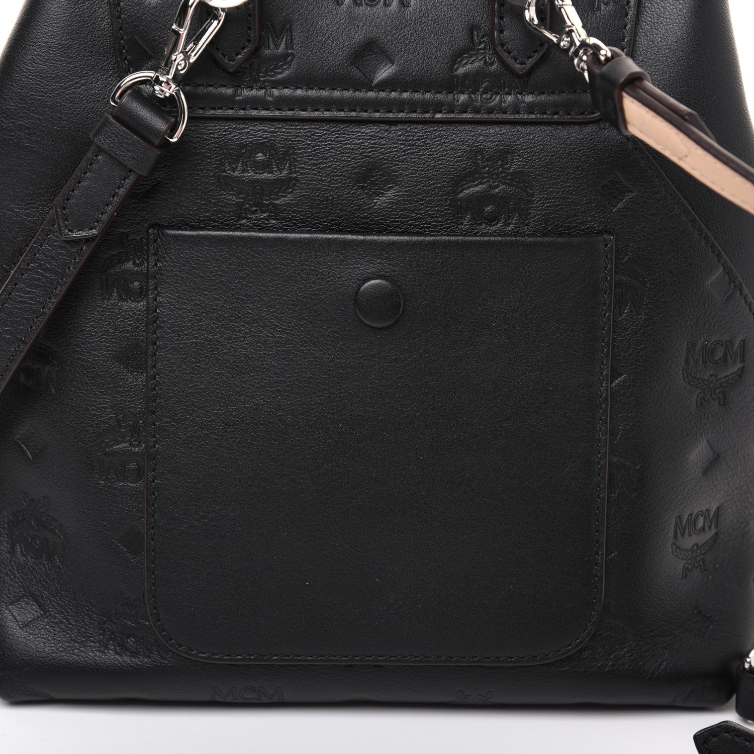 MCM Calfskin Ottomar Monogram Essential Backpack Black 16 of 21