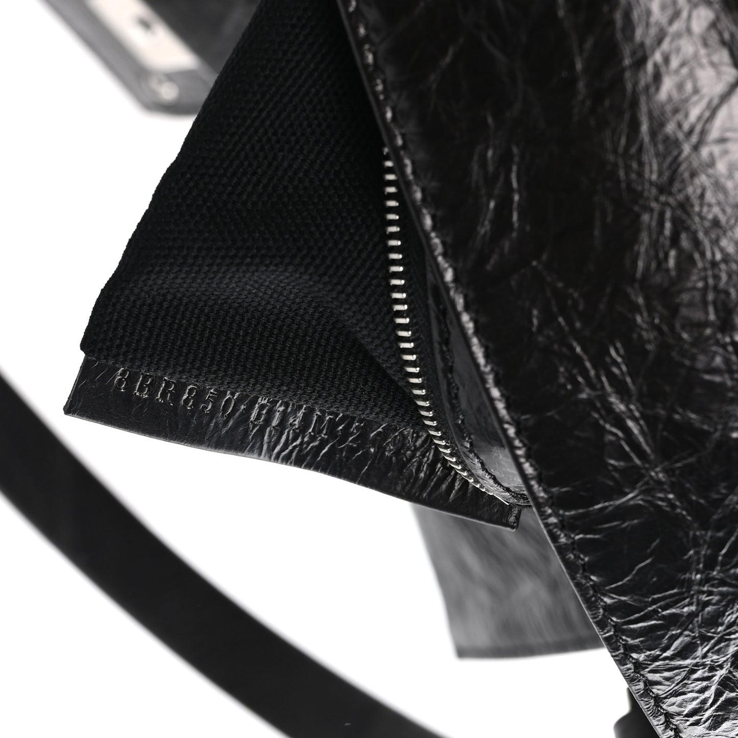 Crackled Calfskin Baguette 26424 Black