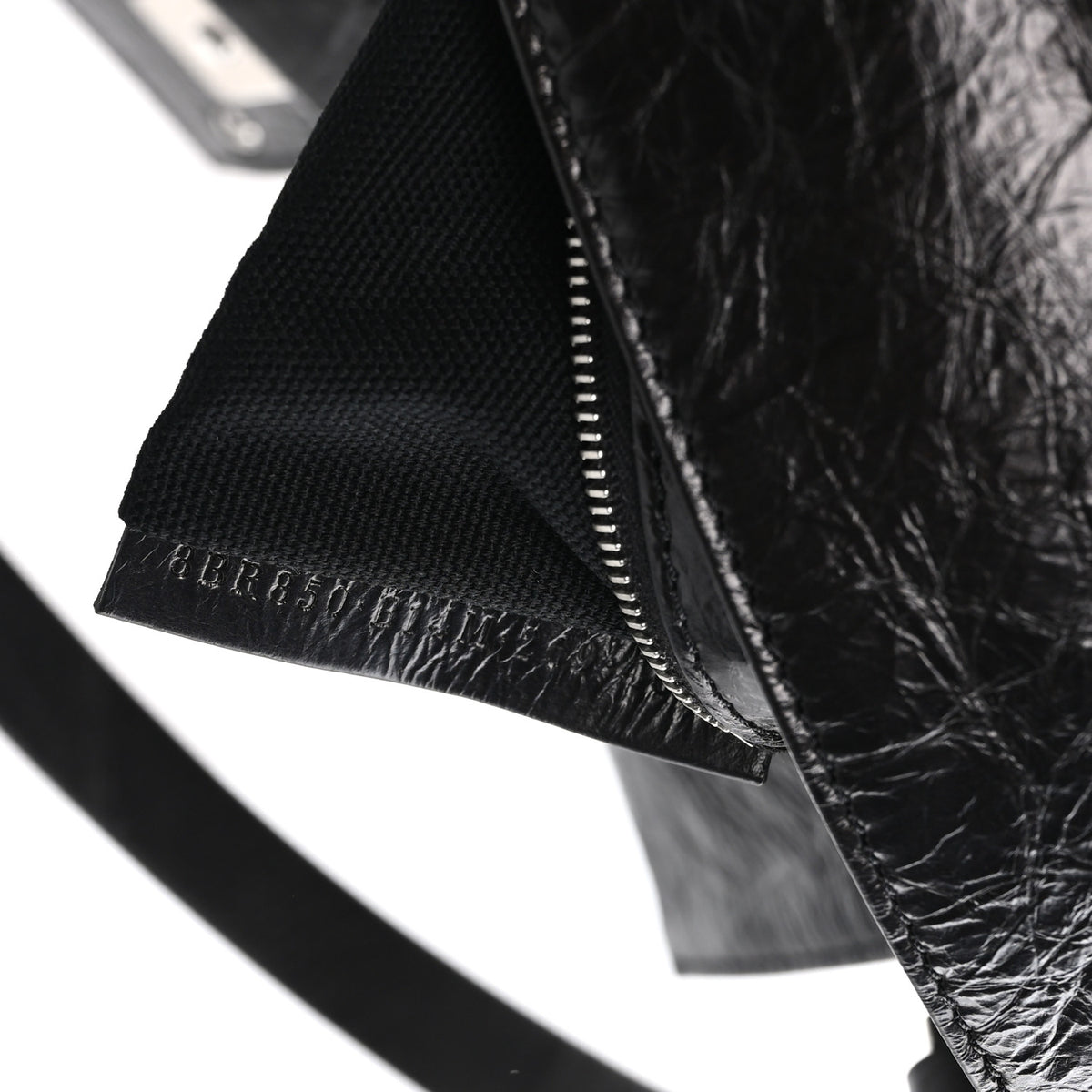 Fendi Crackled Calfskin Baguette 26424 Black 6 of 9