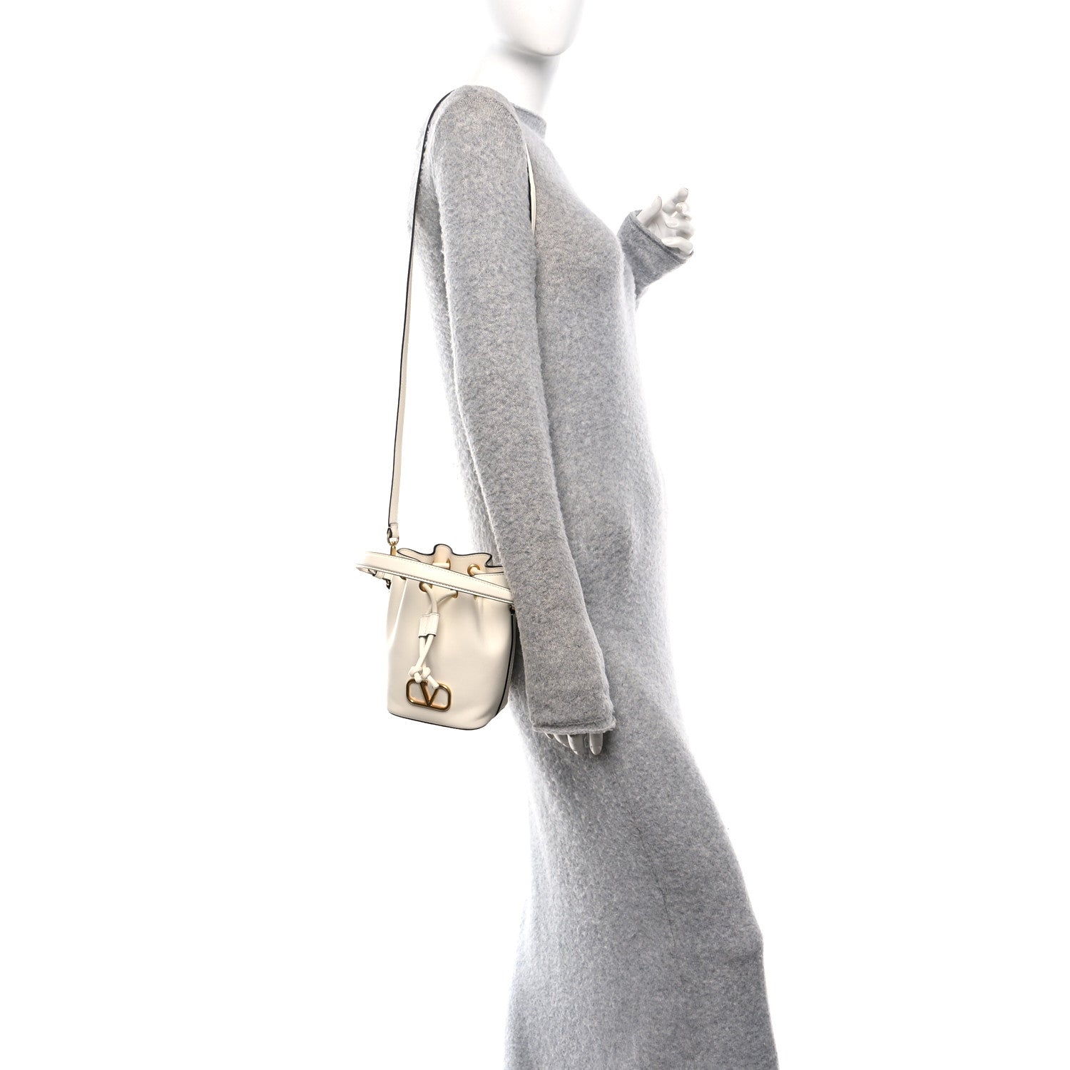 Valentino Garavani Nappa Mini VLogo Signature Bucket Bag Light Ivory 2 of 9