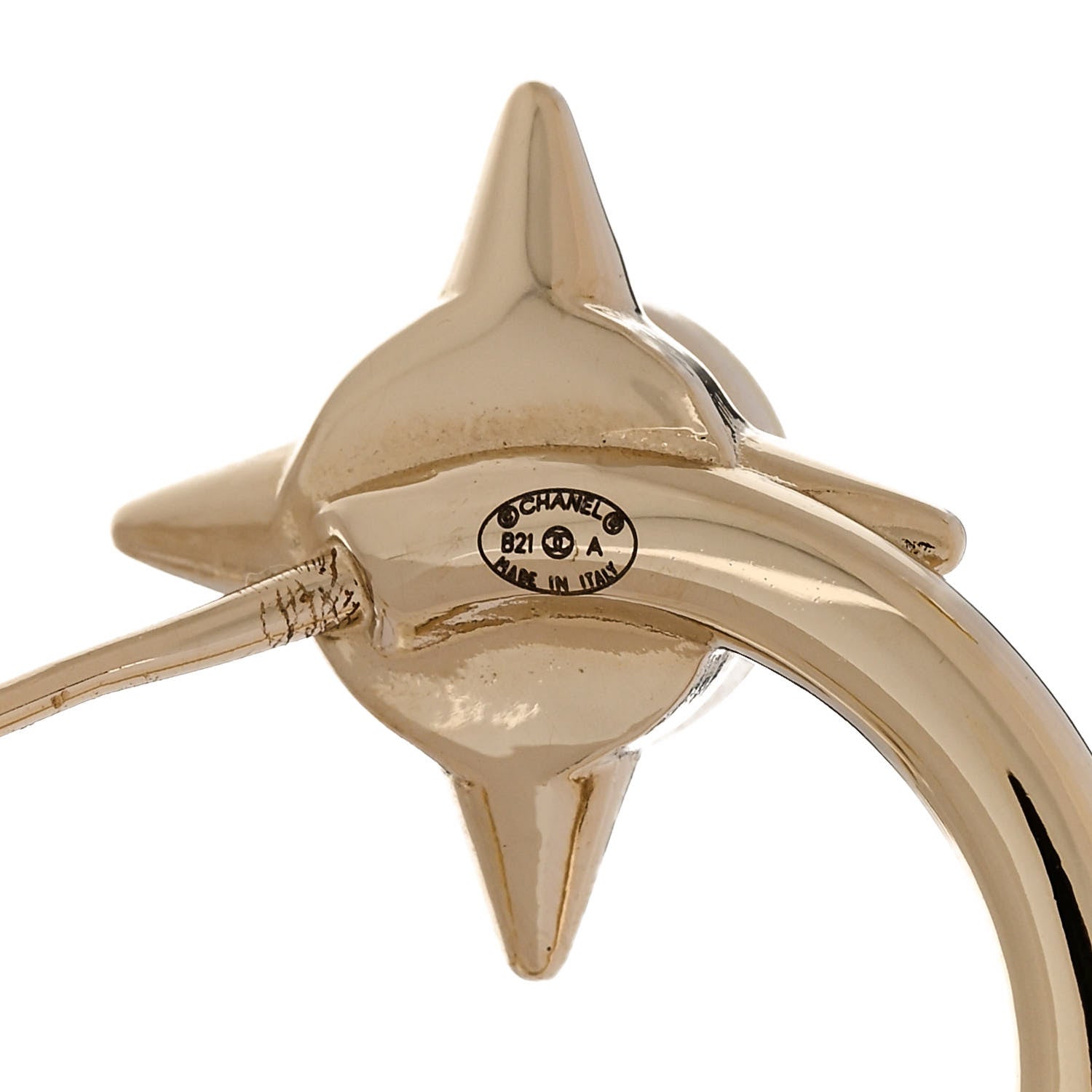 Chanel Pearl Logo Earrings Gold 4 of 4