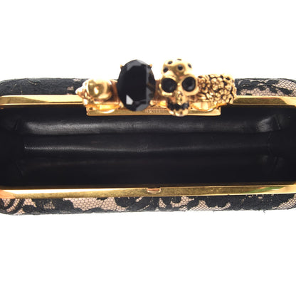 Alexander McQueen Lace Knuckle Duster Clutch Black Beige 5 of 9