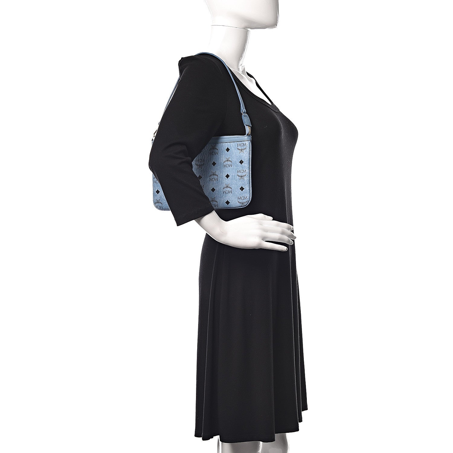 MCM Visetos Anya Shopper Tote Pouch Blue 2 of 8