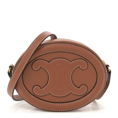 Celine Smooth Calfskin Cuir Small Triomphe Oval Crossbody Purse Tan 1 of 11