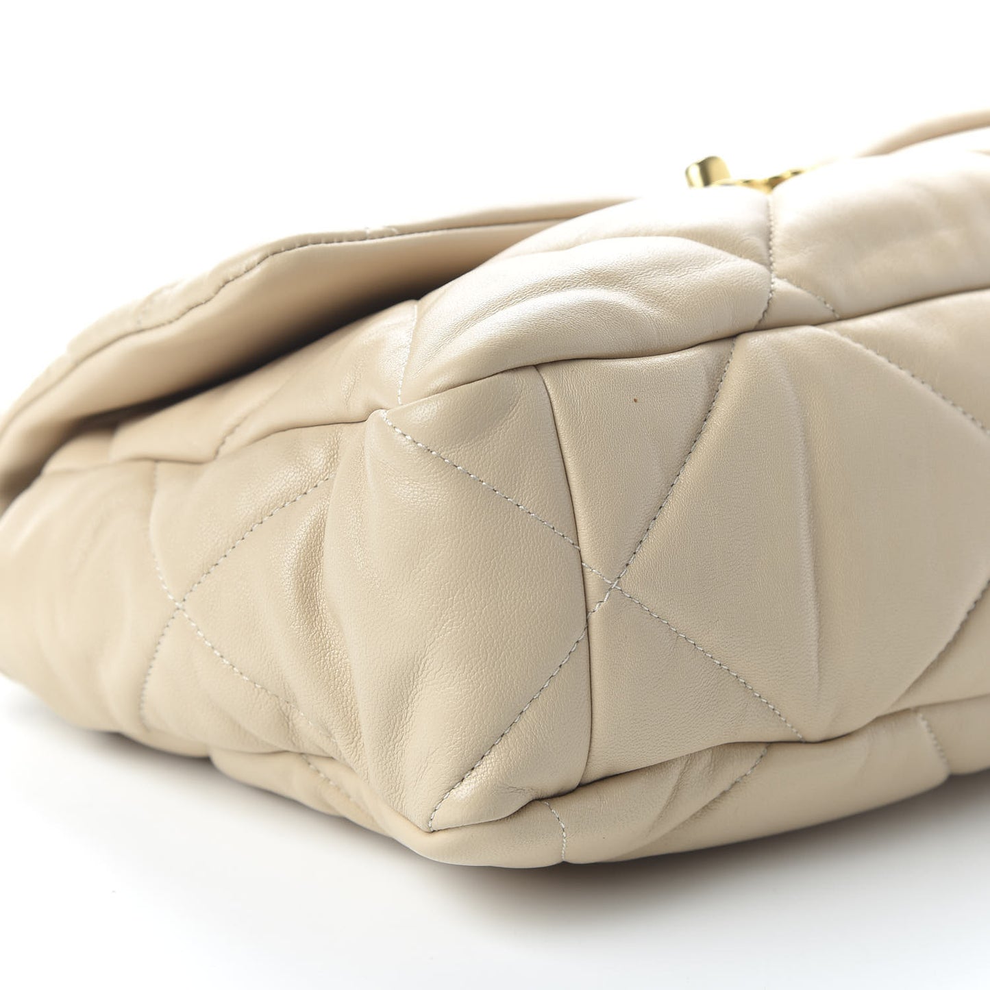 Lambskin Quilted Large 19 Flap Beige