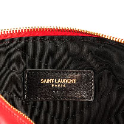 Saint Laurent Calfskin Matelasse Chevron Monogram A5 Wristlet Red 6 of 7
