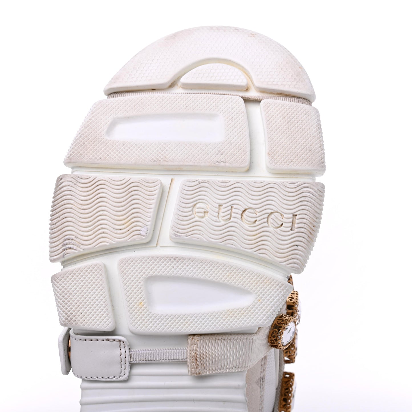 X SEGA Mesh Calfskin Suede Removable Crystals Womens Flashtrek Sneakers 38.5 Great White