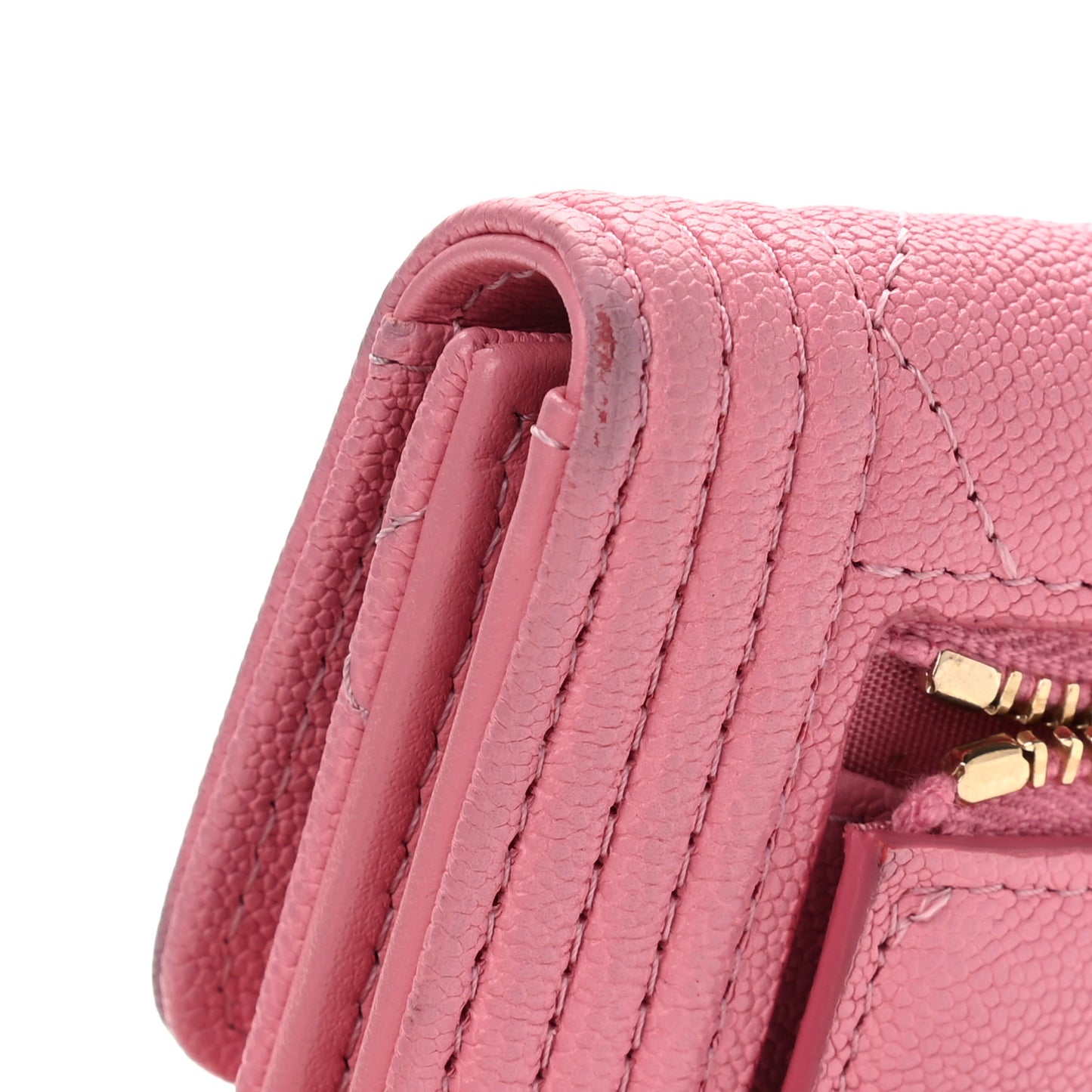 Caviar Quilted Compact Boy Wallet Pink