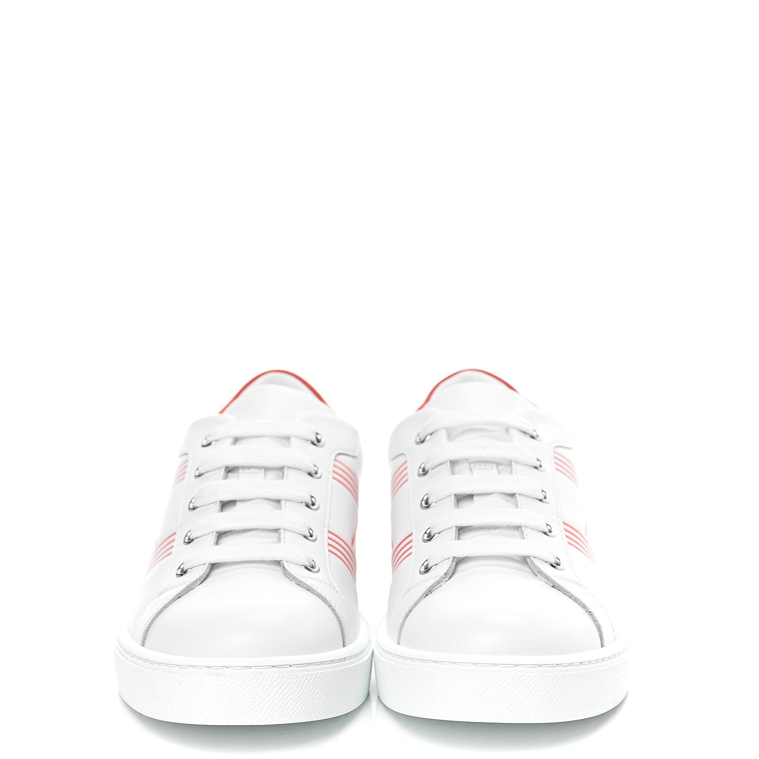 Hermes Calfskin Womens Advantage Sneakers 37 White Orange 2 of 7