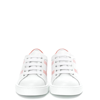 Hermes Calfskin Womens Advantage Sneakers 37 White Orange 2 of 7