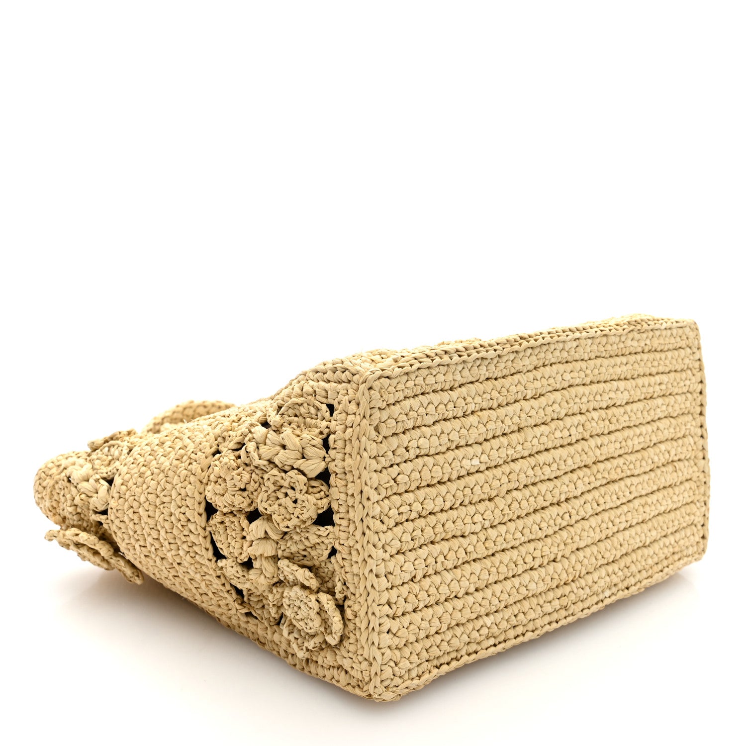 Christian Dior Woven Raffia Floral Embellished Small Book Tote Natural 5 of 12