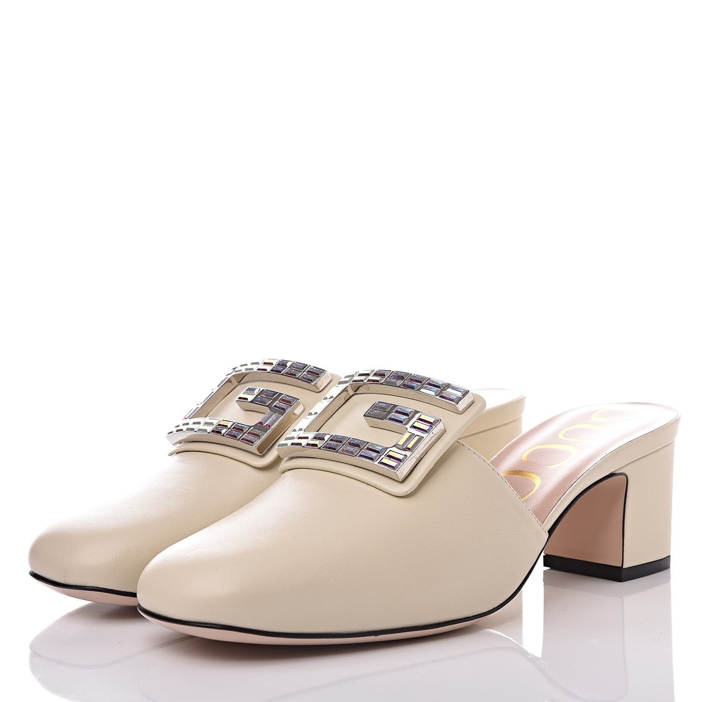 Malaga Kid Crystal Square G Madelyn Mules 37 Vintage White