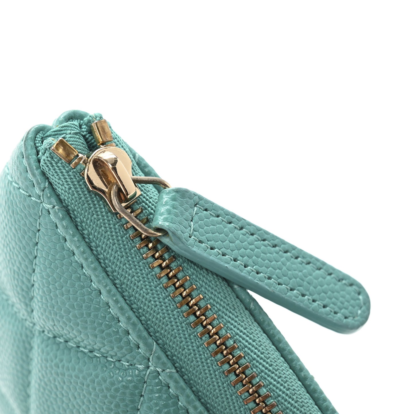 Caviar Quilted Small Cosmetic Case Turquoise