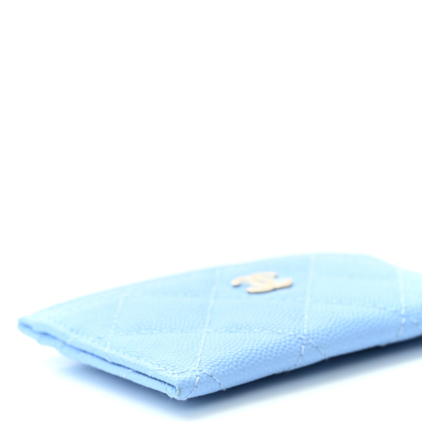 Caviar Quilted Card Holder Light Blue