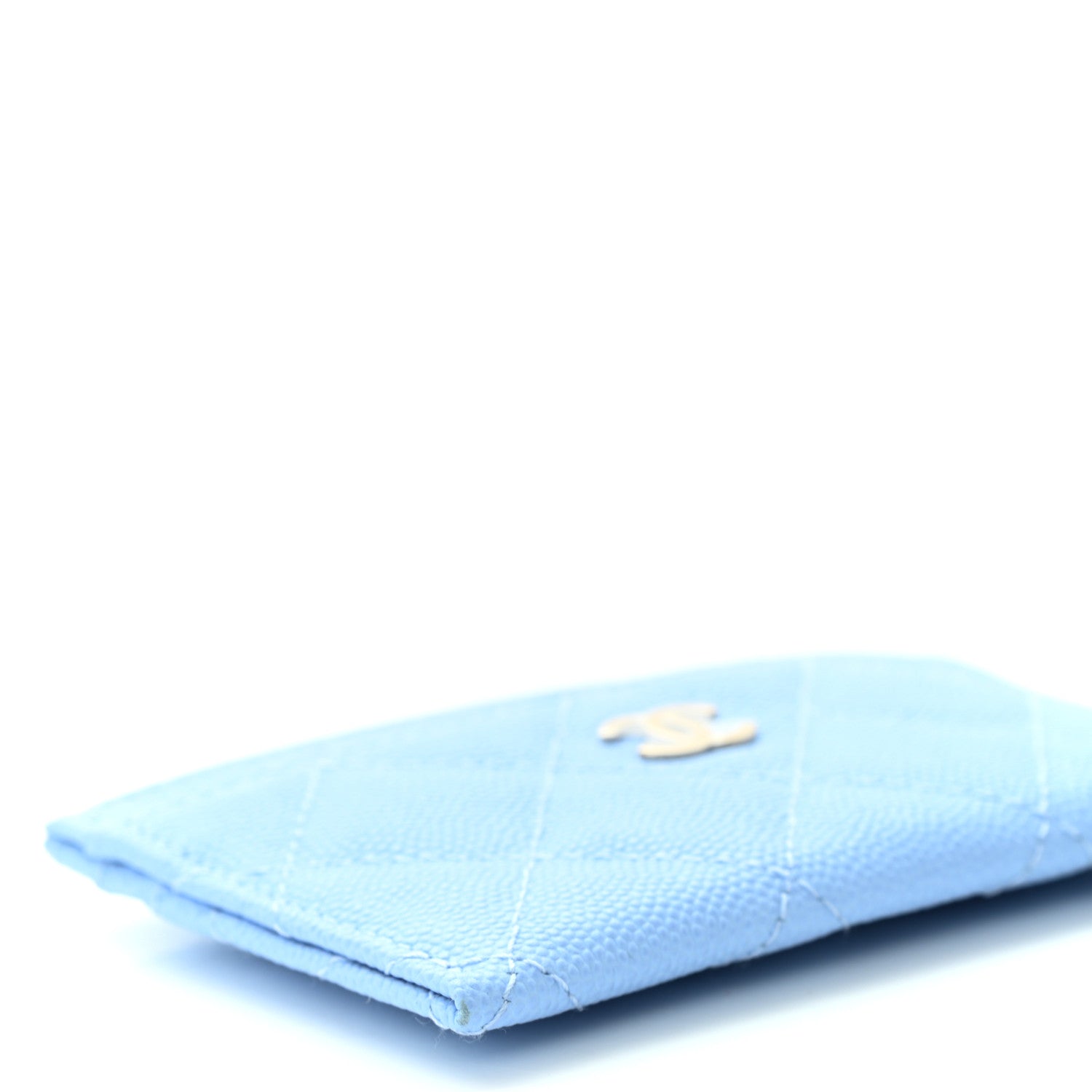 Chanel Caviar Quilted Card Holder Light Blue 9 of 10
