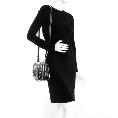 Miu Miu Goatskin Madras Soft Calf Crystal Embellished Lady Saddle Nero Black 2 of 9