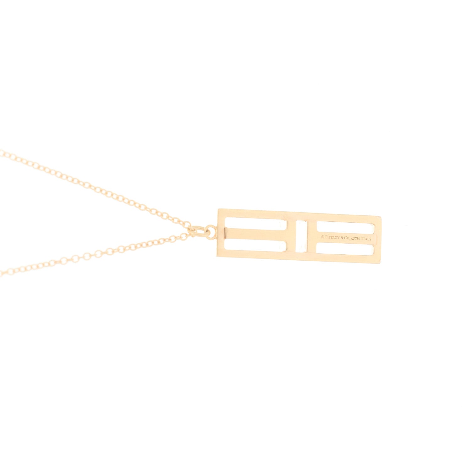 Tiffany 18K Rose Gold Diamond Tiffany T Two Open Vertical Bar Pendant Necklace 6 of 6