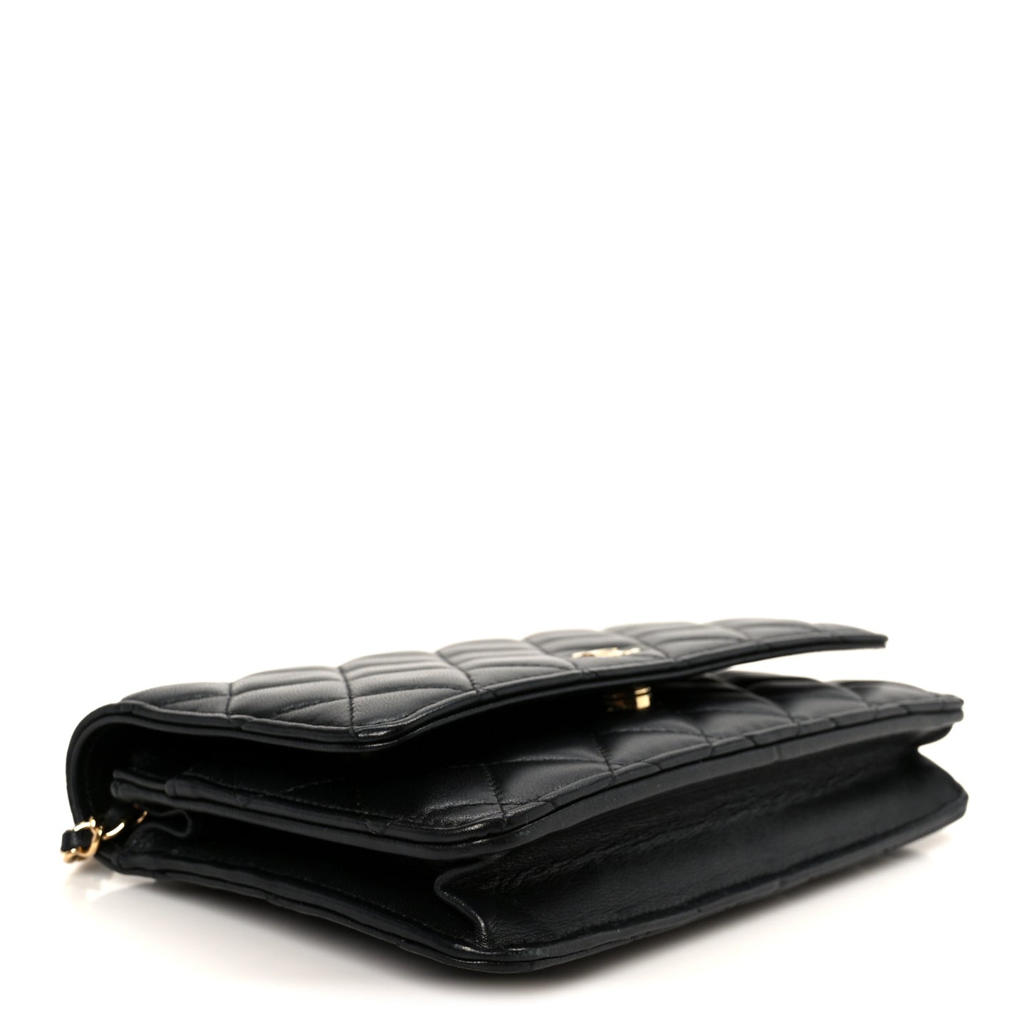 Lambskin Quilted Wallet On Chain WOC Black