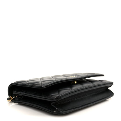 Chanel Lambskin Quilted Wallet On Chain WOC Black 4 of 12