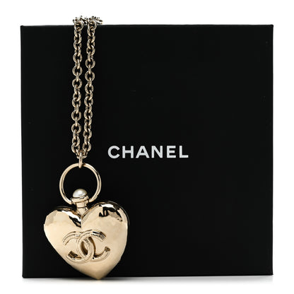 Chanel Metal CC Heart Locket Necklace Gold 7 of 7