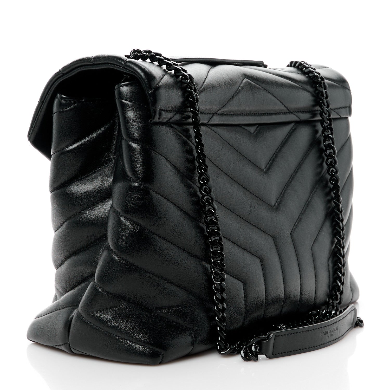 Saint Laurent Calfskin Y Quilted Monogram Monochrome Medium Loulou Chain Satchel Black 3 of 13