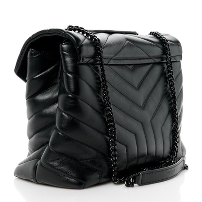 Saint Laurent Calfskin Y Quilted Monogram Monochrome Medium Loulou Chain Satchel Black 3 of 13