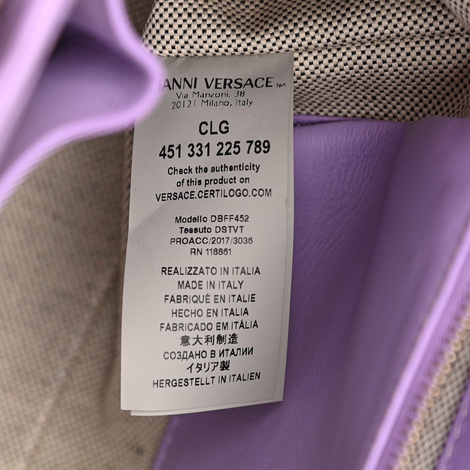 Versace Calfskin Medium Palazzo Empire Bag Purple Orange Tan 7 of 12