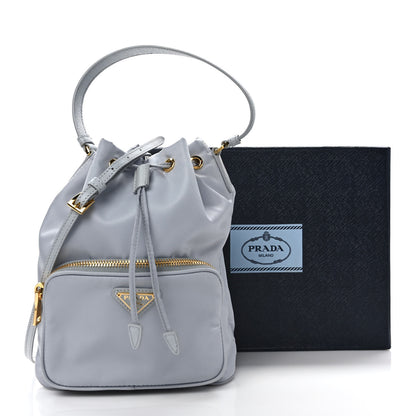 Prada Re-Nylon Saffiano Duet Bucket Crossbody Bag Fiordaliso 9 of 9