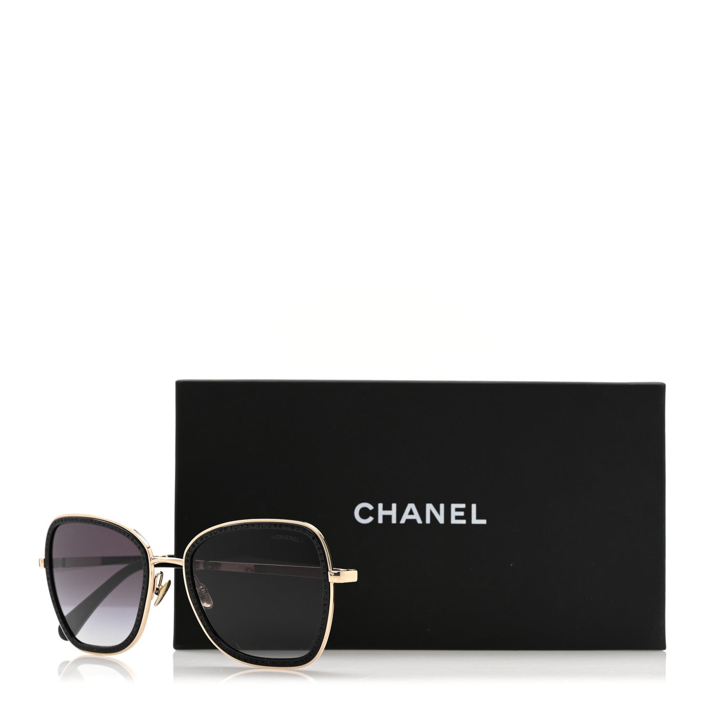 Square Frame Sequin Sunglasses 4277-B Black Silver