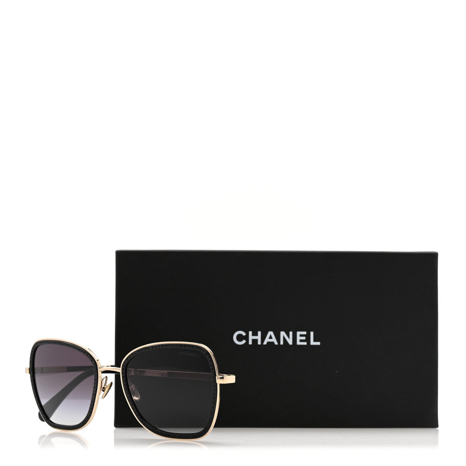 Chanel Square Frame Sequin Sunglasses 4277-B Black Silver 10 of 10