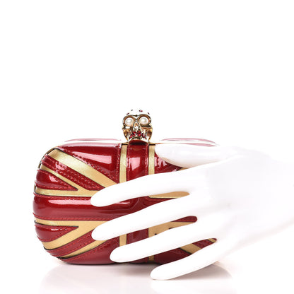Alexander McQueen Patent Calfskin Britannia Skull Box Clutch Intense Red 2 of 12
