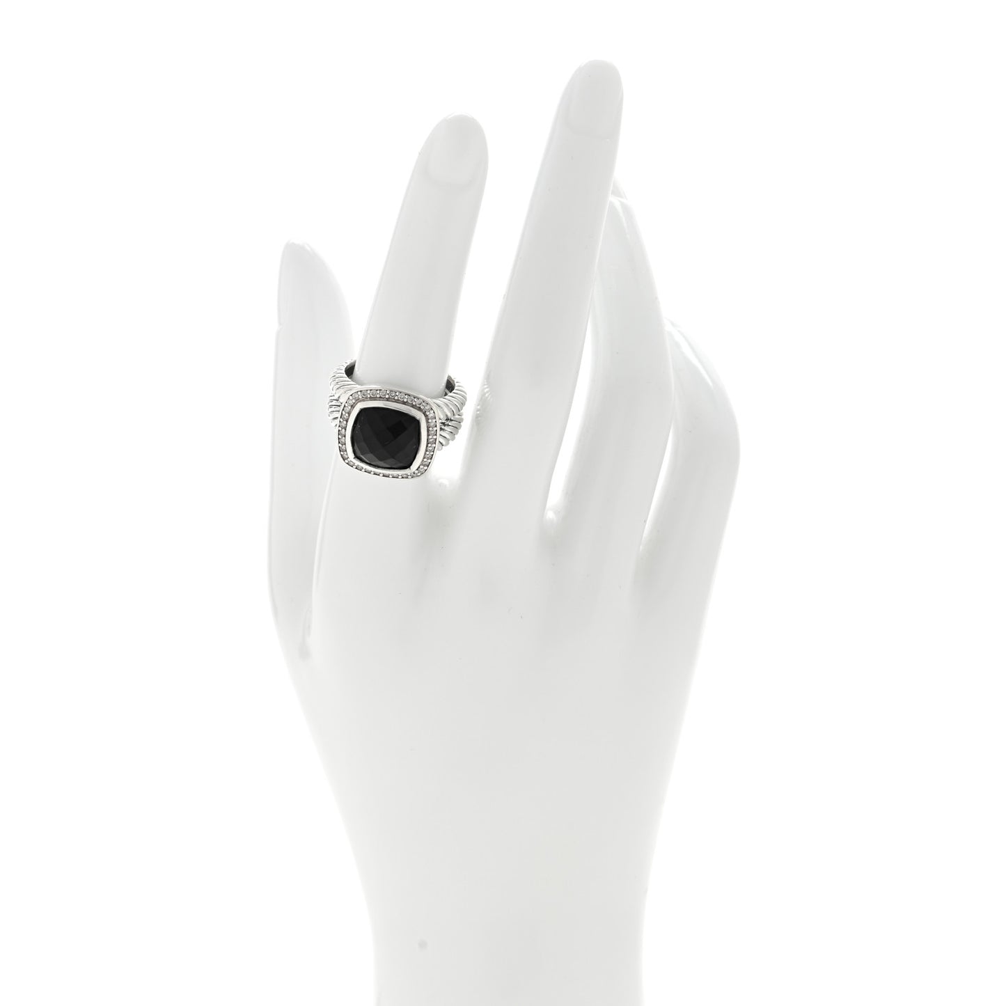 Sterling Silver Diamond Black Onyx 11mm Albion Ring 53 6.25