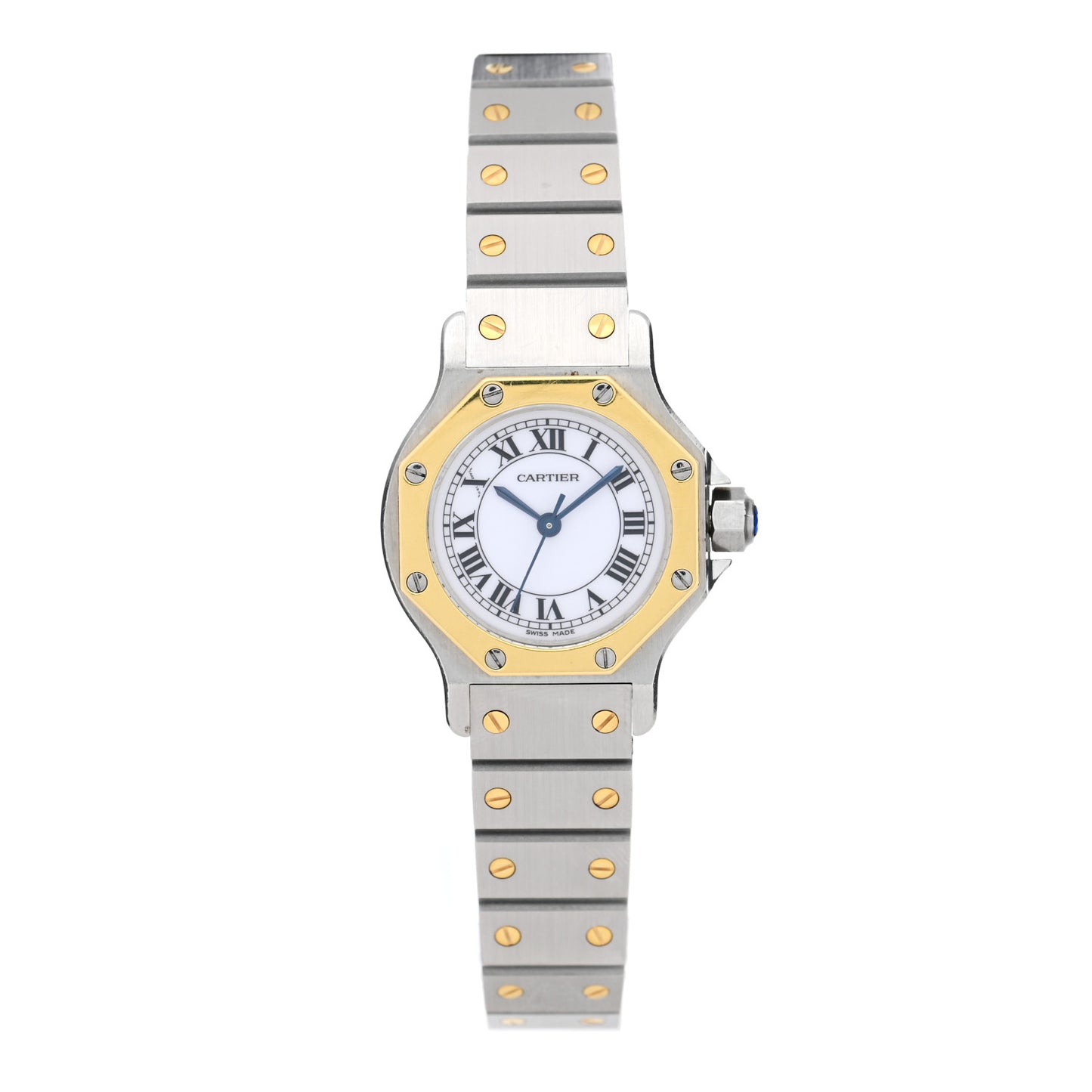 Stainless Steel 18K Yellow Gold 25mm Santos Octagon Automatic Watch