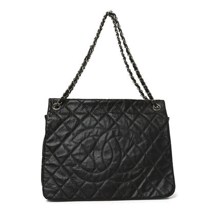 Chanel Glazed Calfskin Quilted CC XL Single Flap Black 1 of 10