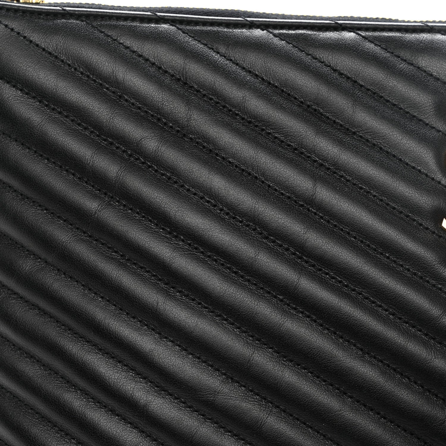 Saint Laurent Calfskin Matelasse Chevron Monogram Document Holder Black 9 of 9