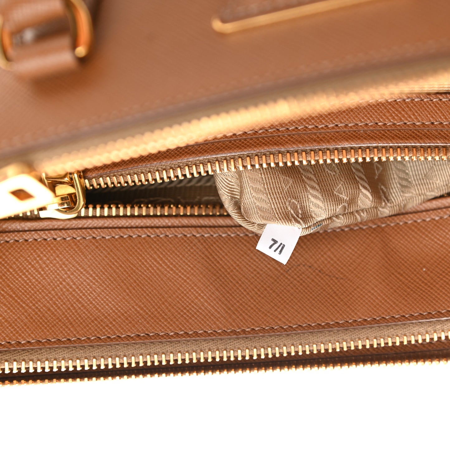 Saffiano Small Galleria Double Zip Tote Caramel