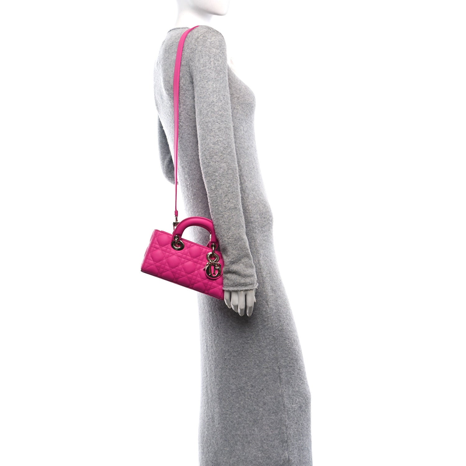 Christian Dior Lambskin Cannage Small Lady D-Joy Fuchsia 2 of 9