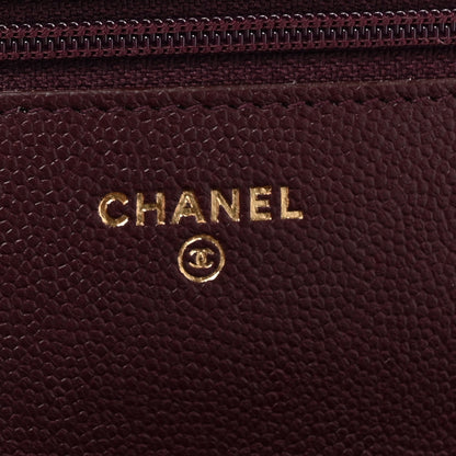 Chanel Caviar Quilted Boy Wallet On Chain WOC Burgundy 6 of 14