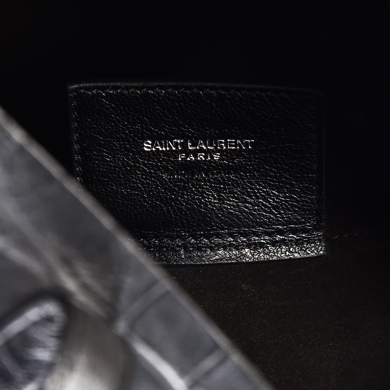Saint Laurent Calfskin Crocodile Embossed Large Shopper Tote Black 6 of 9