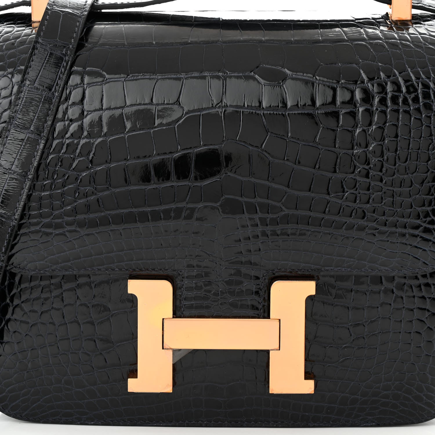 Hermes Shiny Alligator Verso Constance 24 Bleu Marine Cuivre 8 of 11