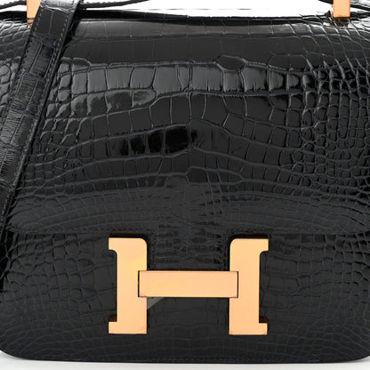 Hermes Shiny Alligator Verso Constance 24 Bleu Marine Cuivre 8 of 11