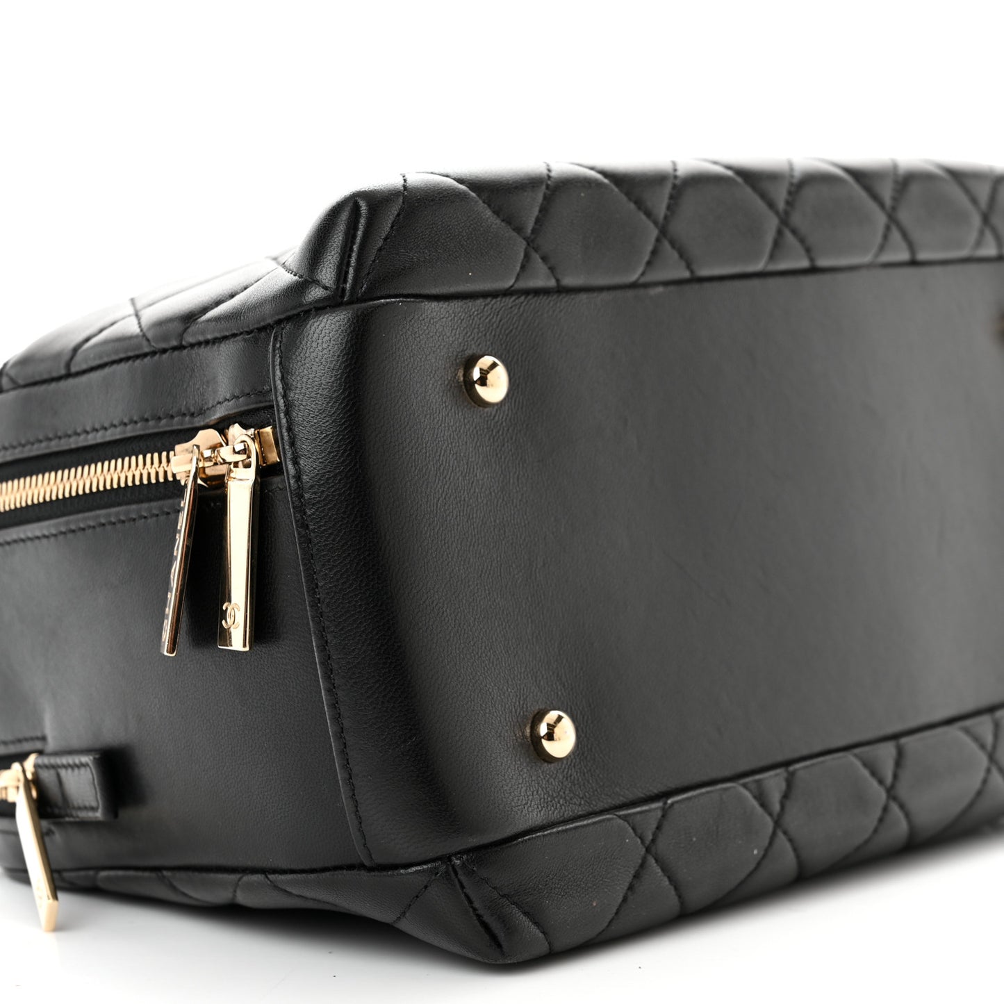 Lambskin Quilted Medium Trendy CC Bowling Bag Black