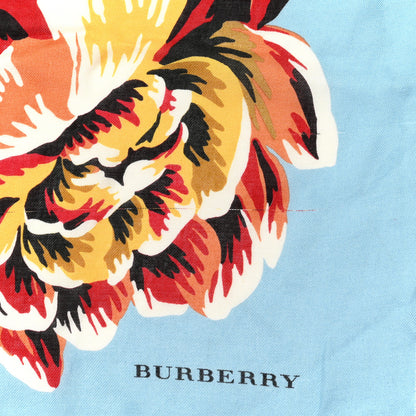 Burberry Modal Cashmere Peony Rose Print Shawl Scarf Blue Multicolor 2 of 5