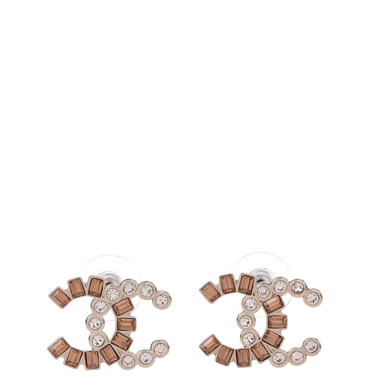 Chanel Crystal Baguette CC Earrings Gold 1 of 4