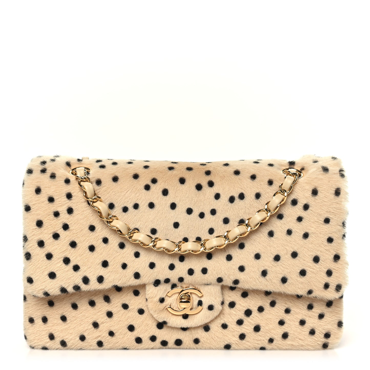 Pony Hair Cheetah Printed Creative Fabrics Flap Light Beige Black