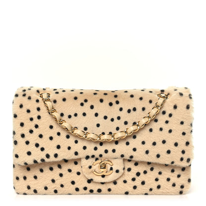 Chanel Pony Hair Cheetah Printed Creative Fabrics Flap Light Beige Black 1 of 9